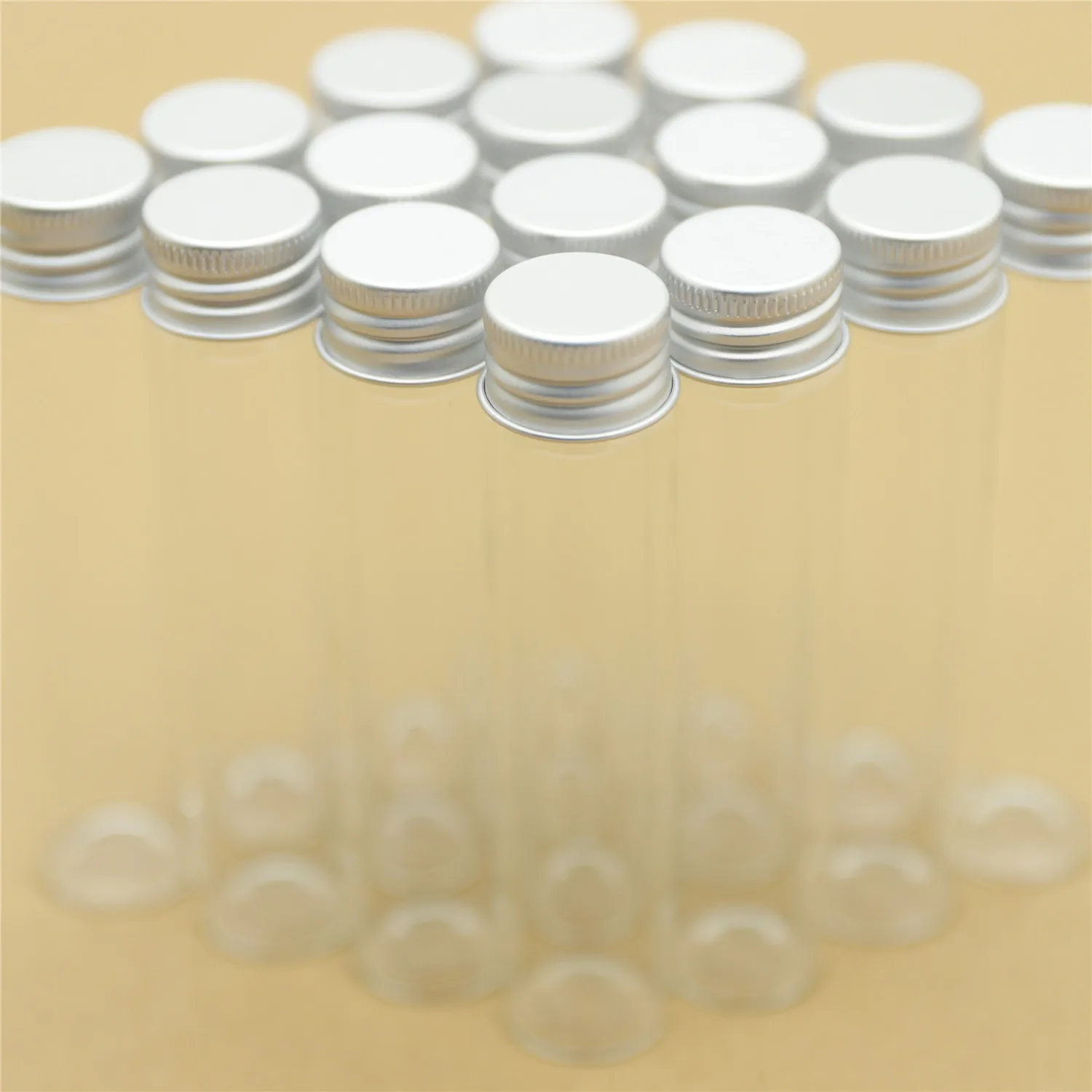 50 pcs/lot 5ml/8ml/10ml/15ml/20ml/25ml Small Glass Bottle Glass Jars Silver Screw Cap Test Tube DIY Bottles Container Tiny Vials