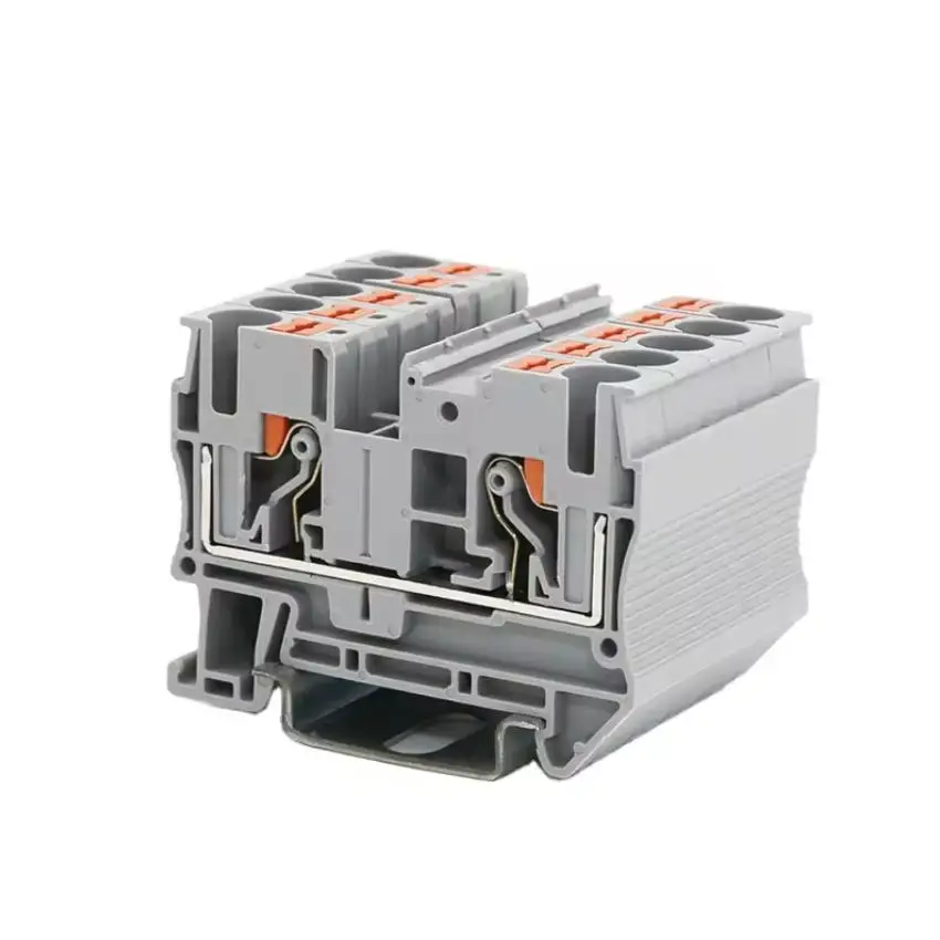 80pcs PT6 1000V/41A 6m㎡ Top Contact Push-In Top Wiring Spring Cage RPV6 Din Rail Terminal Block Approved by U/L CE RoHS