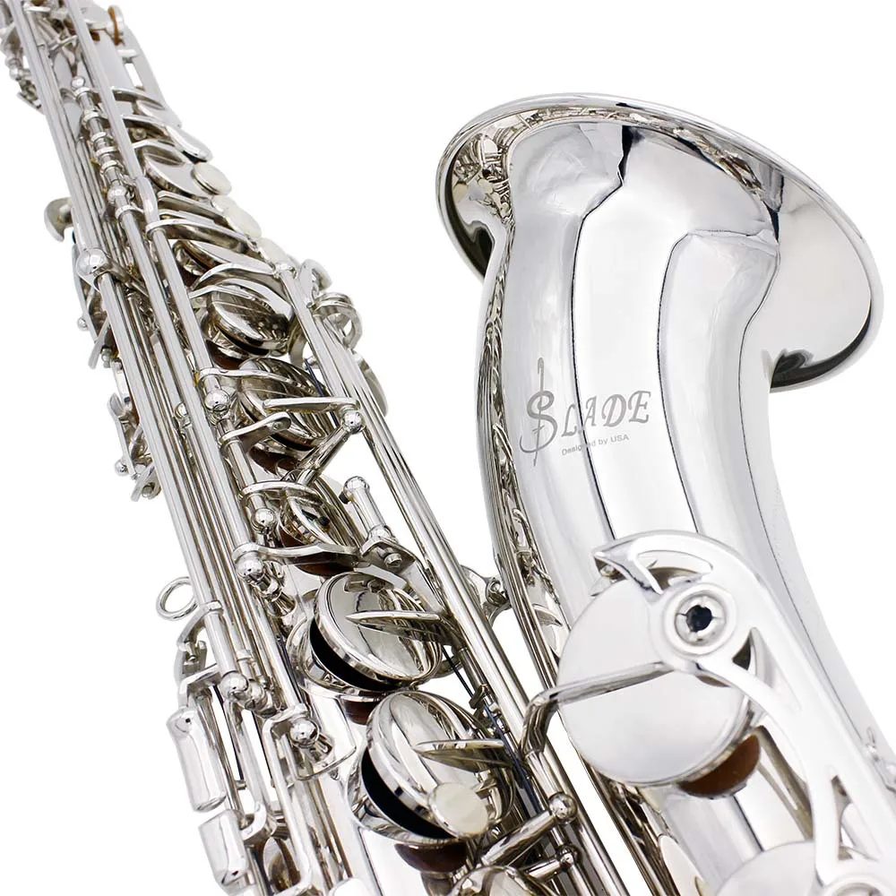 Instrumento De Vento Tenor B Saxofone Liso, Shell Branco, Chave, Prata, Venda Quente