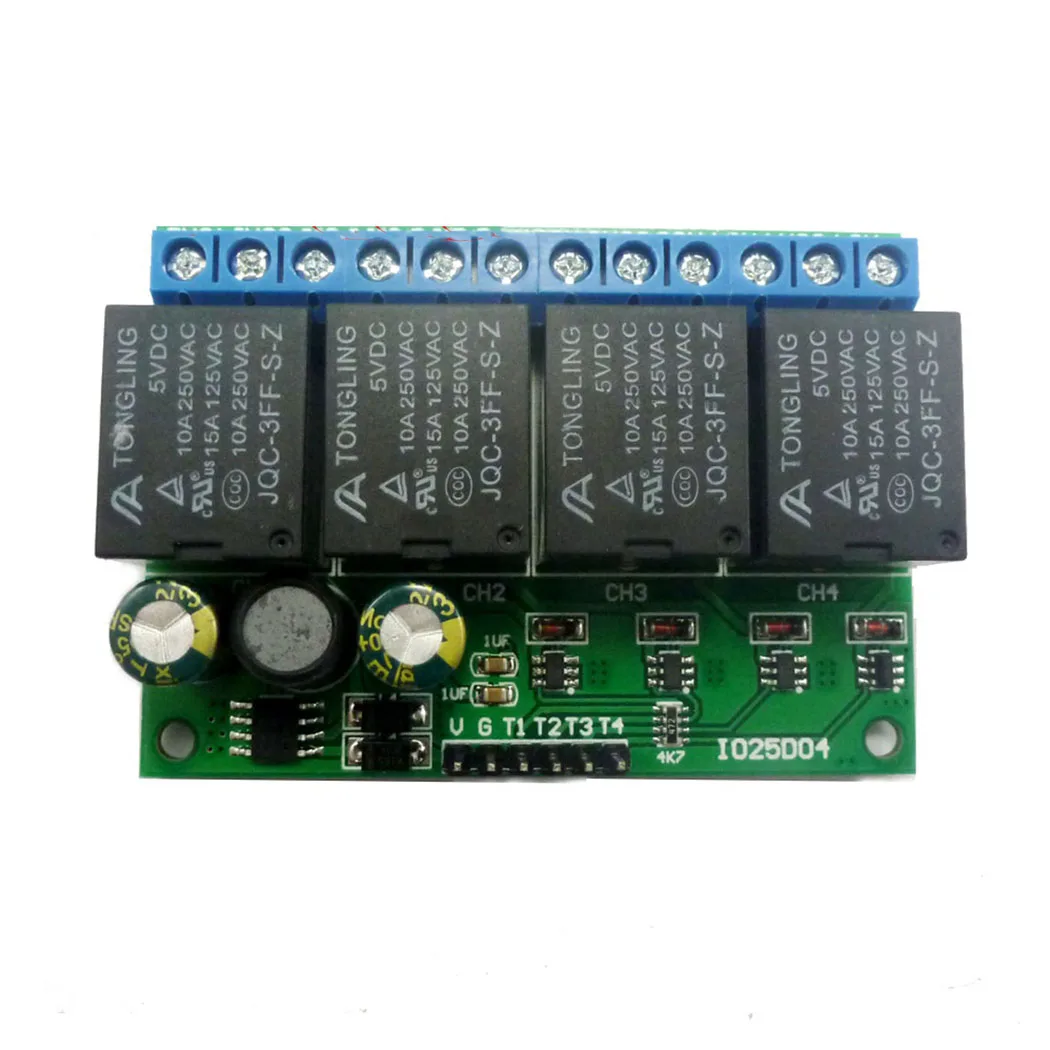 4CH Bistable Latch Relay Module Flip Flop Self Locking Switch DC 6V-24V Electronic Module for Home Automation
