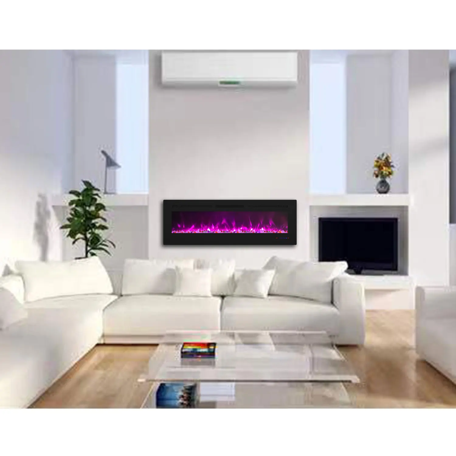 Media Electric Fireplace Heaters, 60IN House-use Fireplace ,13 Colors LED Electric Fireplaces For Living Room.