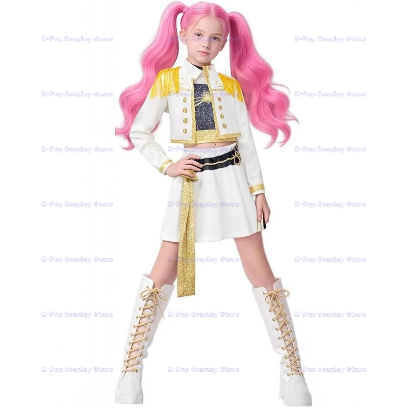 ‌ ‌ ‌ 애니메이션 Kpop 악마 헌터 코스프레 루미 조이 미라 코스프레 풀 슈트 키즈 소녀 스타일 키즈 무대 공연 의상 할로윈