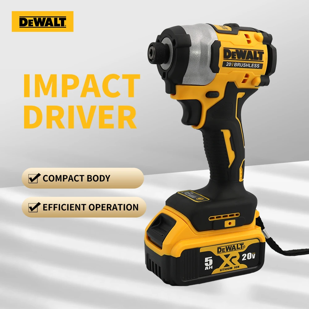 DEWALT-Furadeira Elétrica Recarregável Sem Fio, Impact Driver, Motor Sem Escova, Ferramenta Elétrica, 20V, 205NM