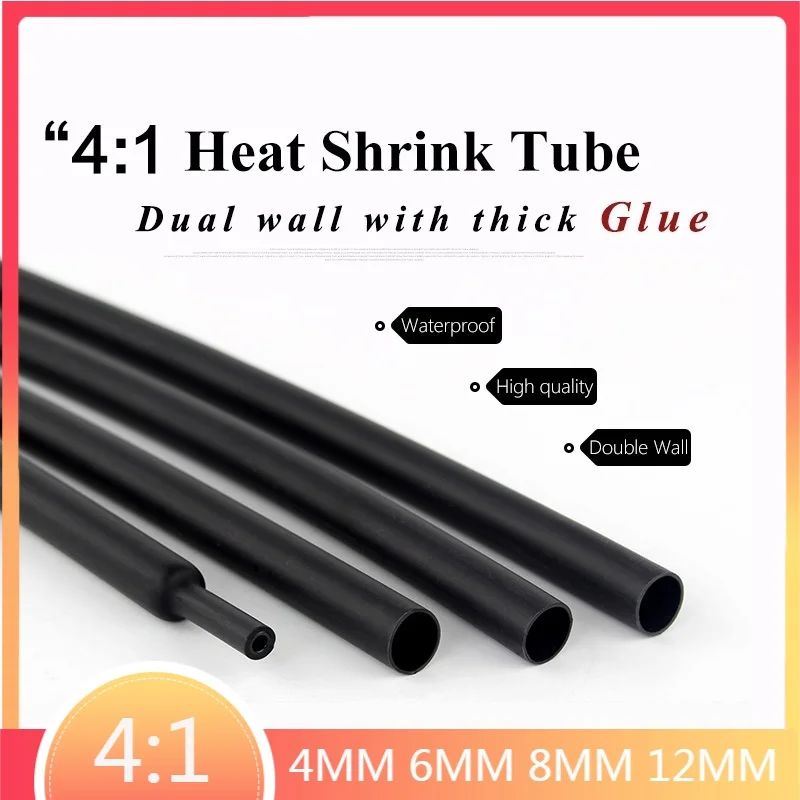 4:1 Dual Wall Heat Shrink Tube with Glue Tubing 4MM 6MM 8MM 12MM 16MM 18MM 20MM 24MM Adhesive Lined Sleeve Wrap Wire Cable kit