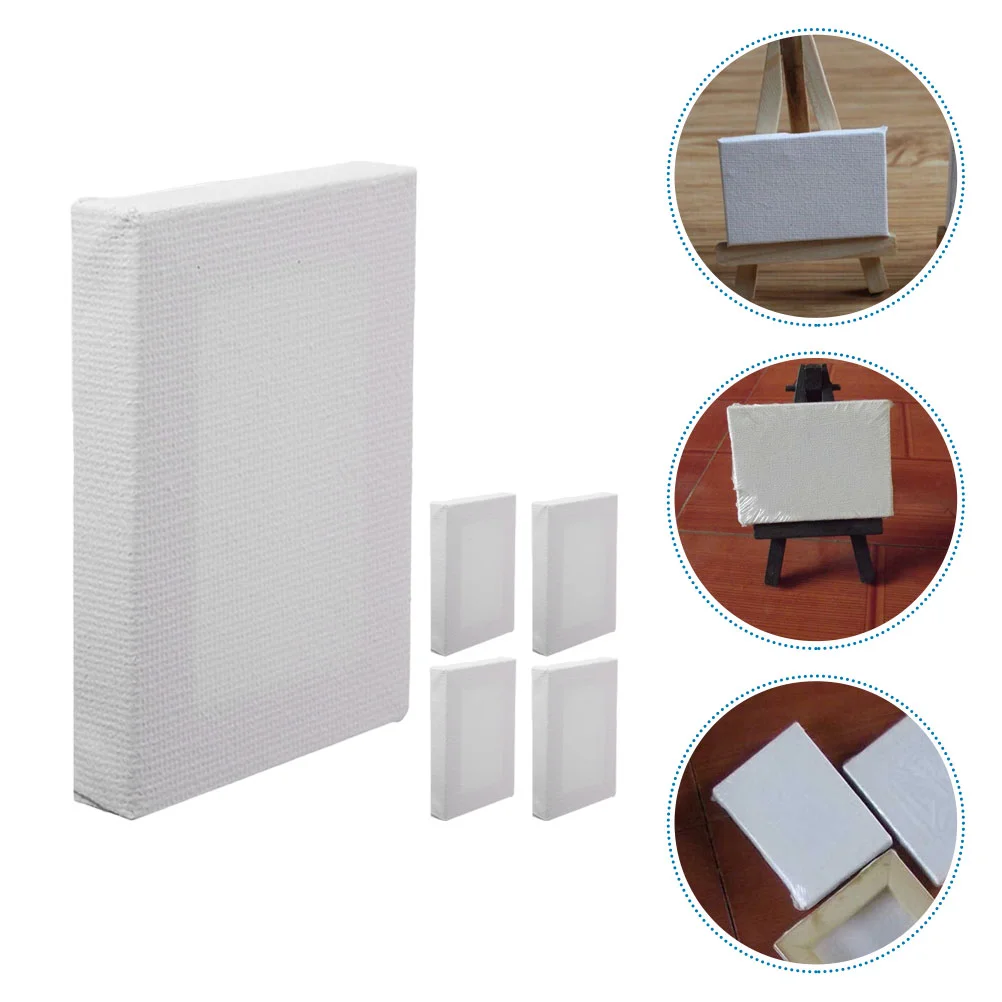 

5 Pcs Mini Canvas Frame White Blank Board Square Shape Painting Boards Photo Wooden Picture