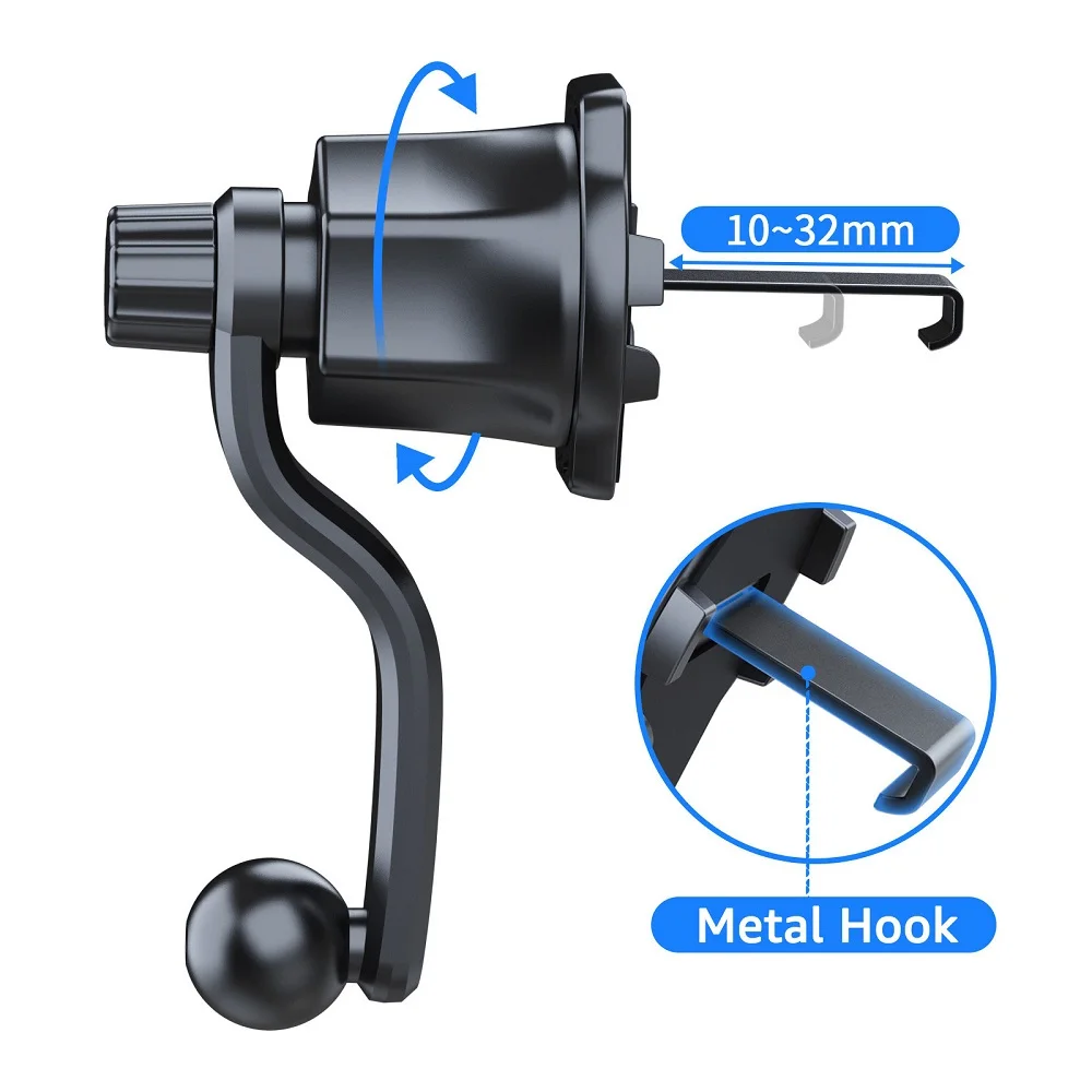 Universal Car Air Vent Clip Mount 17mm Ball Head for Car Phone Holder Car Air Outlet Metal Hook Mobile Phone Bracket GPS Support