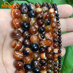 Natural Fantasy Dream Stripe Agates Onyx Bande Round Beads for Jewelry Making Bracelet DIY Ear Studs 15
