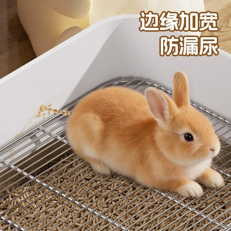 for Stainless Steel Rabbit Toilet Oversized Split Double Layer Raised Fence Anti Splash Special Potty Urinal for Pets Small