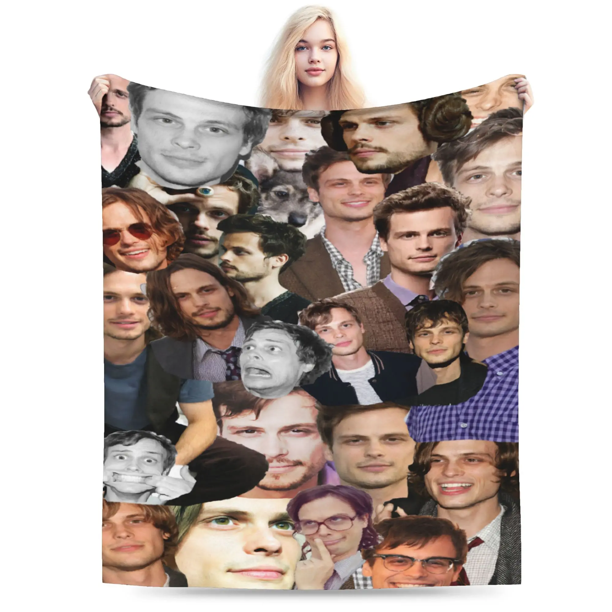 Warm Blanket Child Travel Matthew Gray Gubler Collage Throw Blanket  Flannel Bedspread For Bedroom Street Trend Sofa Bed Cover