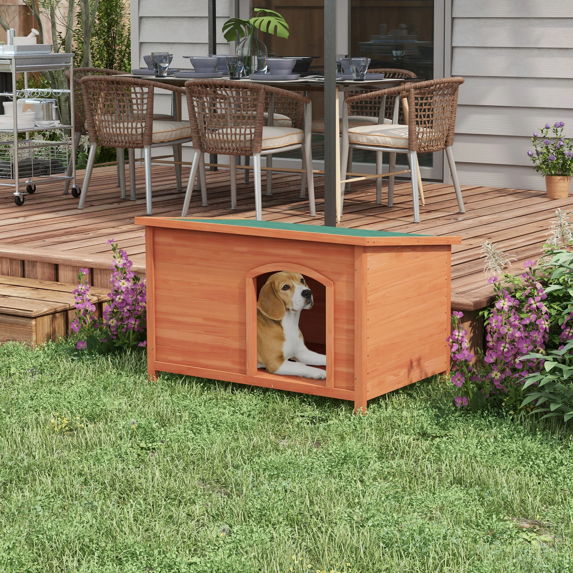 PawHut casa para perros casa para perros con tapa superior abierta para perros grandes