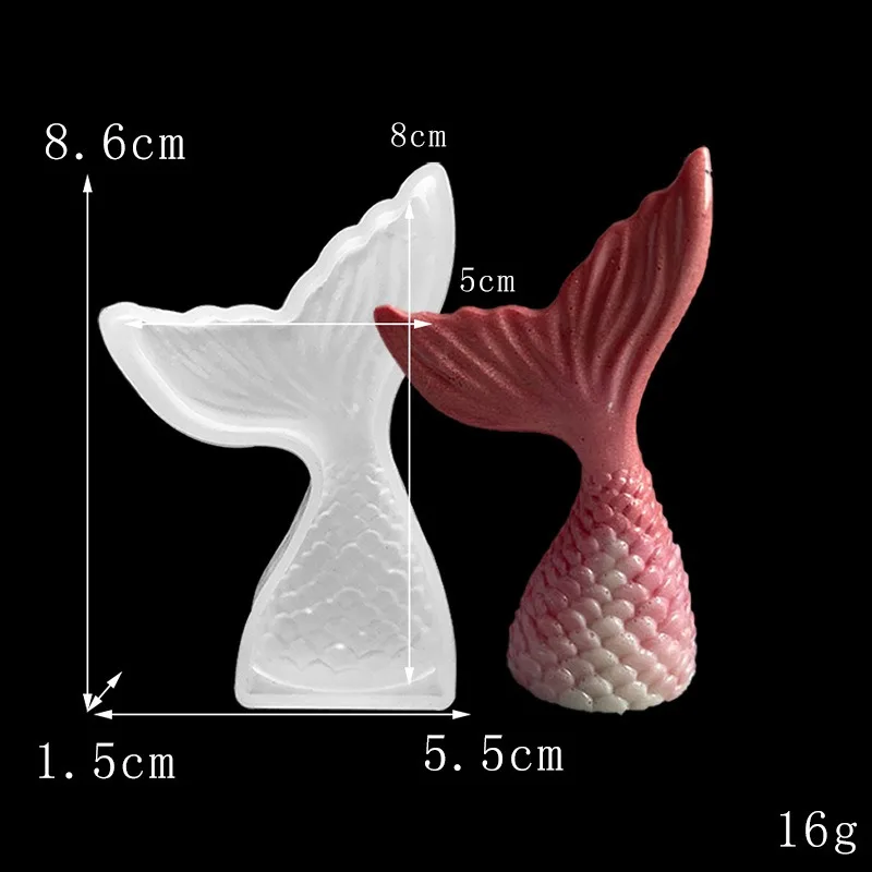 Hand Soap Molds Fish Tail DIY Silicone Mold Mermaid Tail Mirror DIY Mould Cake Decoration Baking Tools Drop Size Fish Tail Mold