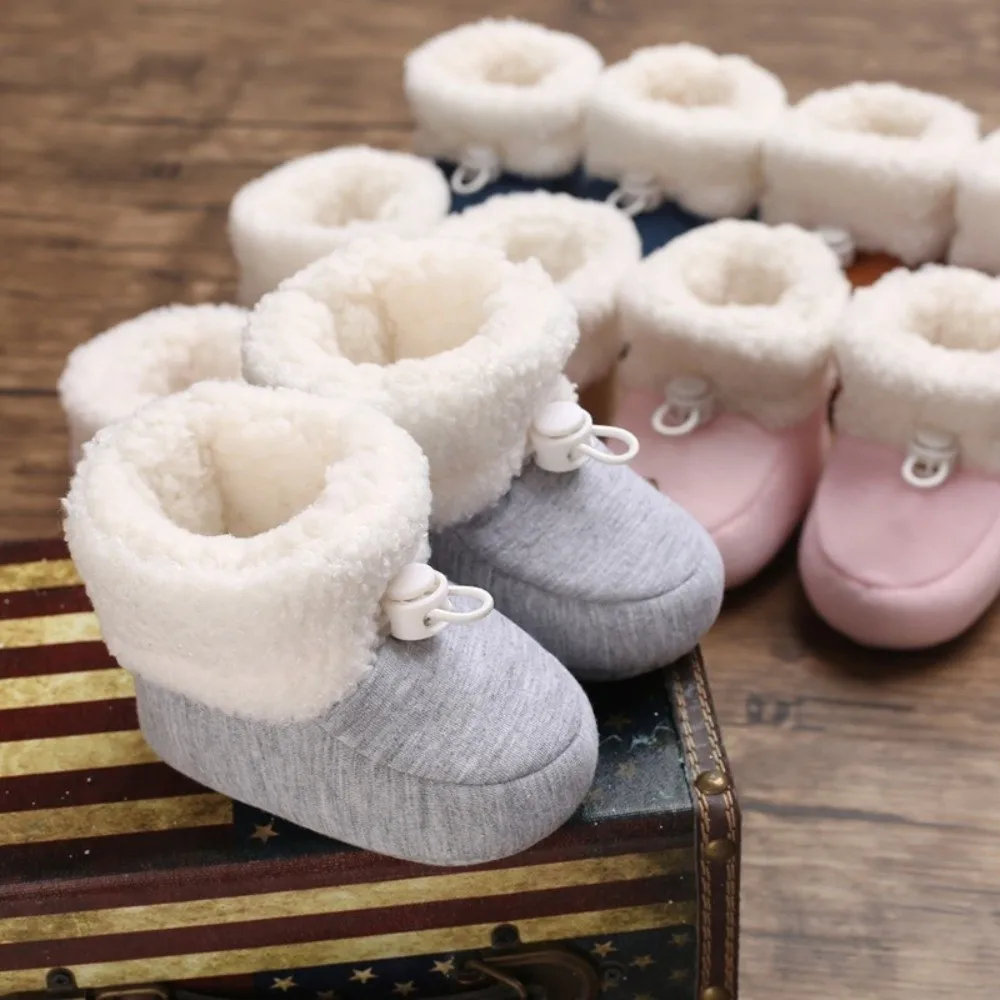 Cozy Non-Slip Sole Infant Snow Boots Soft Bottom Lining Toddler First Walkers Thick Warm Furry Cotton Walking Shoes