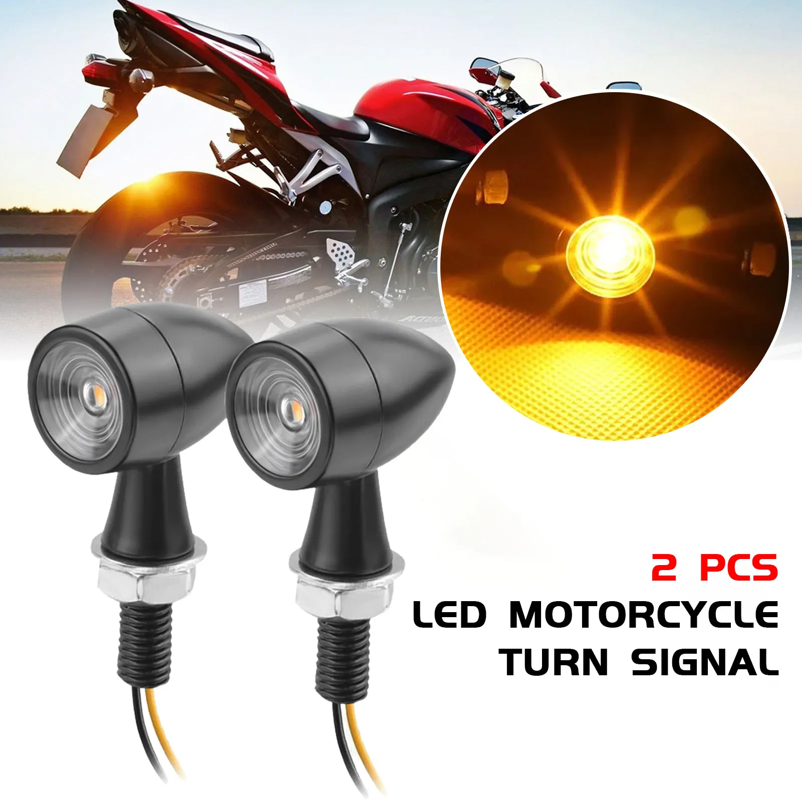 2pcs 12V Motorcycle Mini LED Turn Signal Light Bullet Moto Flashing Light Clignotant Moto Led Fit For Suzuki