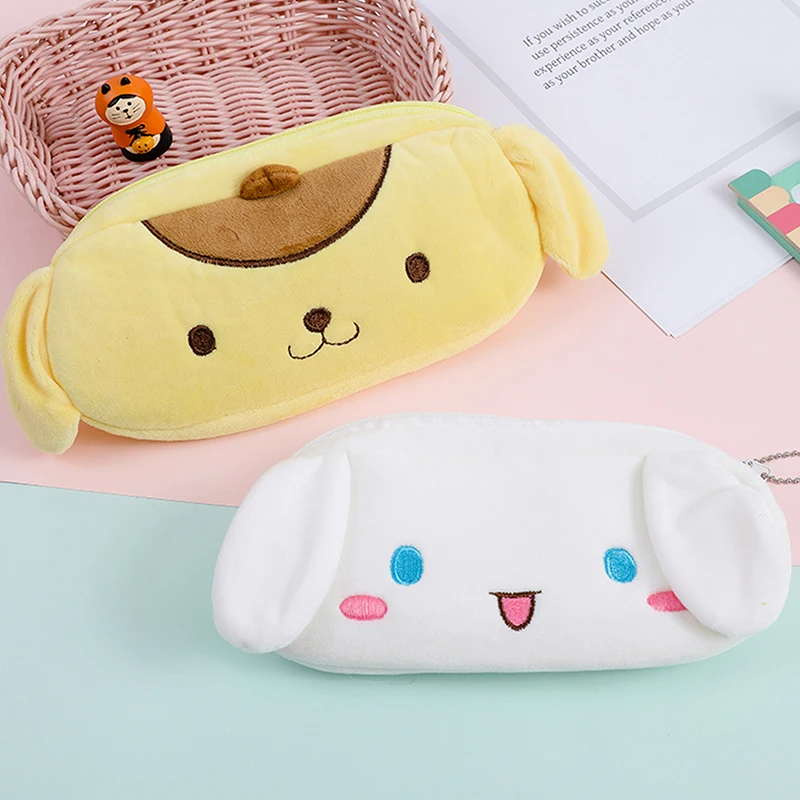 Sanrio Kawaii Kuromi Mymelody Cinnamon Pencil Case Cute Plush Bag Anime Toy Cosmetic Bag Girl Kids Stationery Birthday Gift