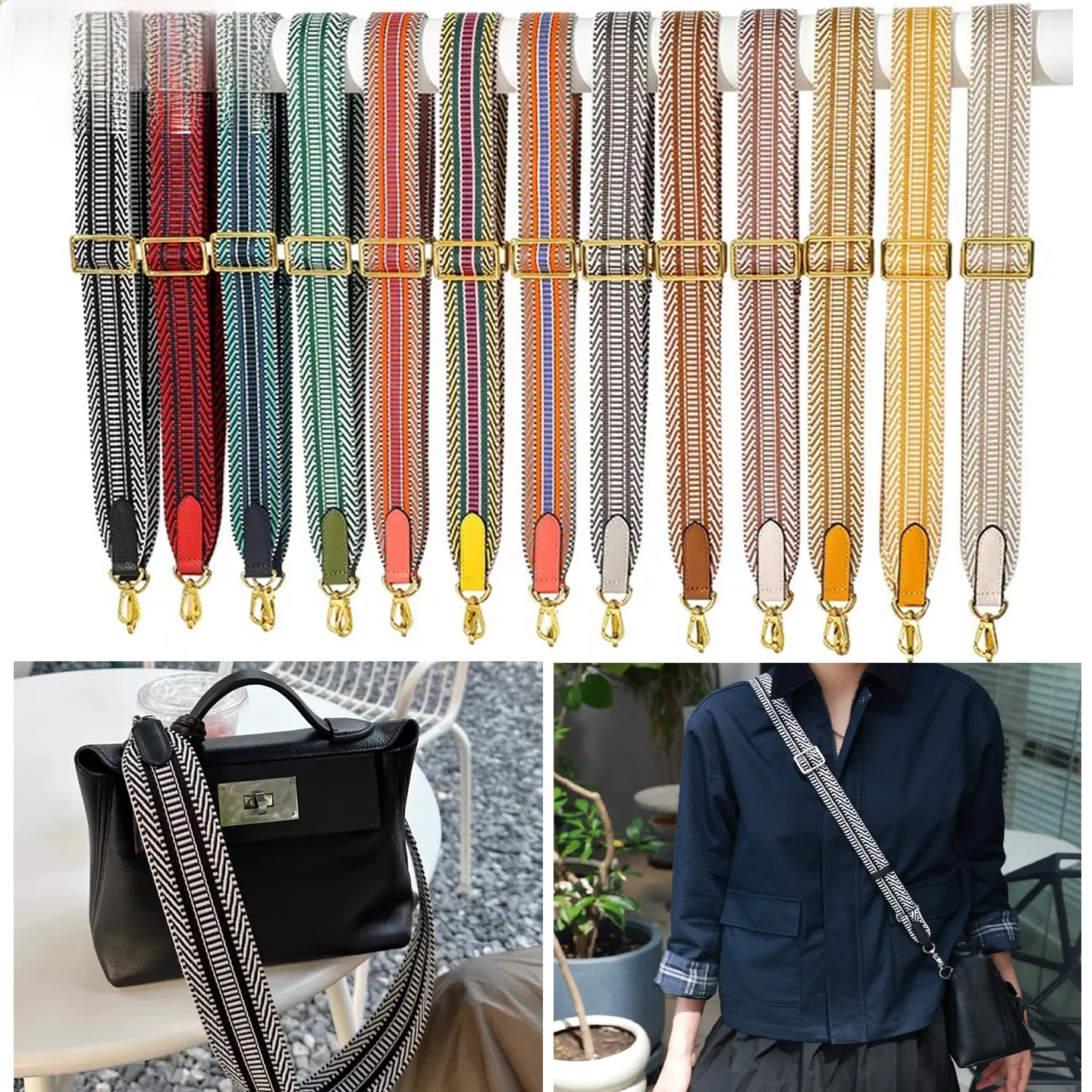 Adjustable 38CM Canvas Shoulder Strap Wide Bag Belt for Hermès  Bag 2424 Evelyn Single Crossbody Bag Accessories