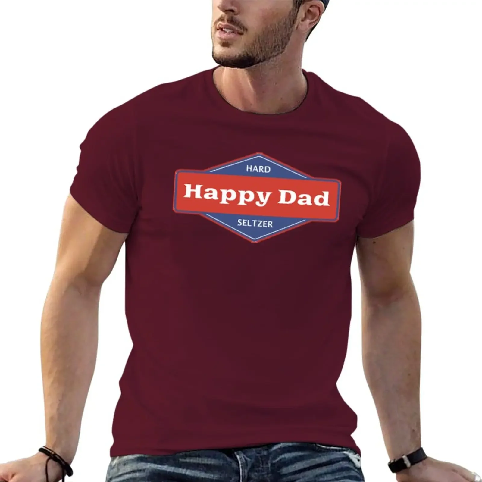 2024 tees aesthetic clothes men clothes Happy Dad Seltzer T-Shirts new men clothing  oversized harajuku graphic funny style tops