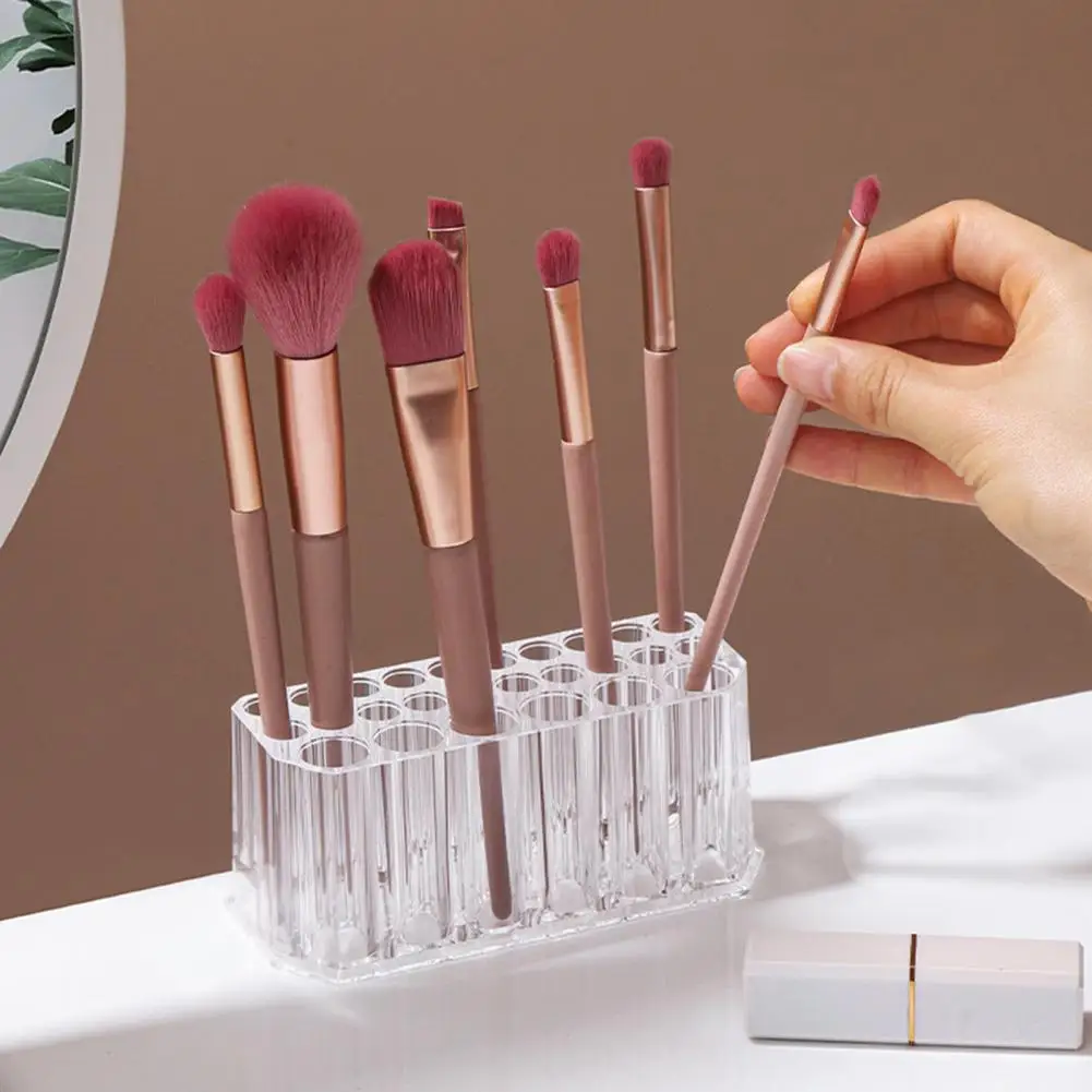 Makeup Brush Stand Transparent Makeup Brush Holder with 26 Holes Organize Eyebrow Pencils Eyeliners on Vanity or Bathroom