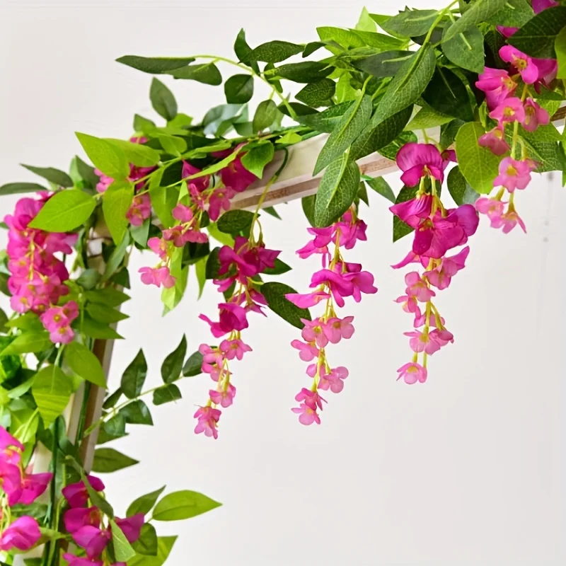 1 unidad, guirnalda de flores artificiales de hiedra y glicinia de 70.87 pulgadas para decoración de habitaciones, jardines, arcos de boda y bebés