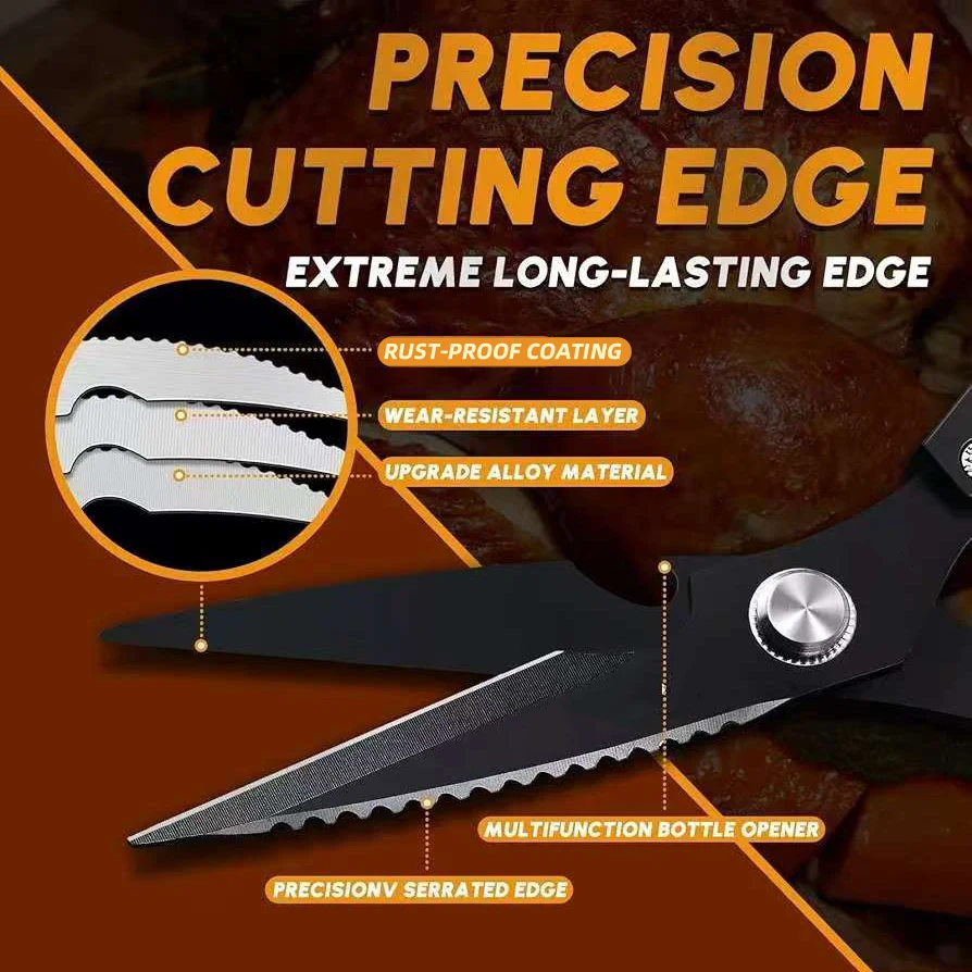 Heavy-Duty Powerful Kitchen Bone Shears, 209g, Comfort Grip, Non-Slip Pattern, Plane-Shaped, Sleek & Elegant