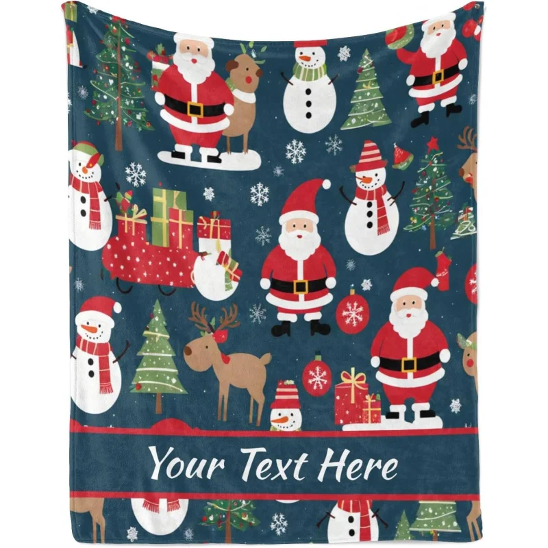 Christmas blanket snowman personalized name blanket sofa living room flannel comfortable cover blanket 80INX60IN