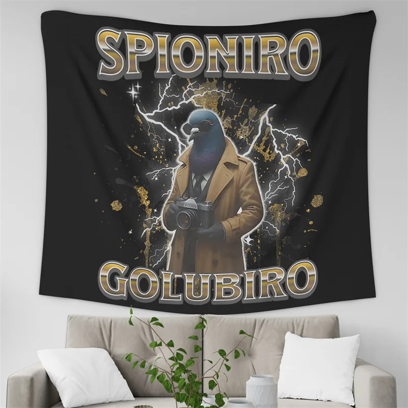 Gaslight Gatekeep Girlboss Spioniro Golubiro Italian Brainrot Tapestry Wall Hanging Art for Bedroom Living Room Decor College