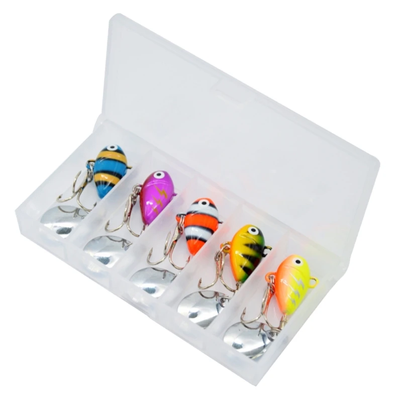 

Pack of 5 Fishing Lures with Treble-Hooks for Bass Trout Salmon Catfishes Freshwater Saltwater Fishing Accessories