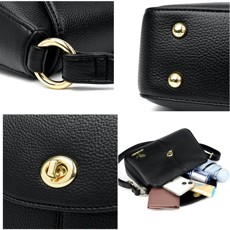 Fashion Brand Designer Lock Flap Shoulder Bag Blue Black Beige High Quality Leather Women Crossbody Bag Luxury Female Handbag