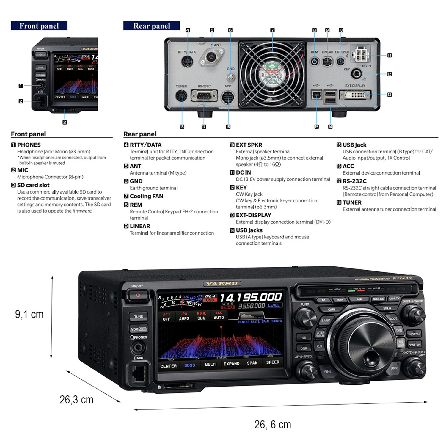 Yaesu FTDX10 100W HF Transceiver 1.8-30MHz