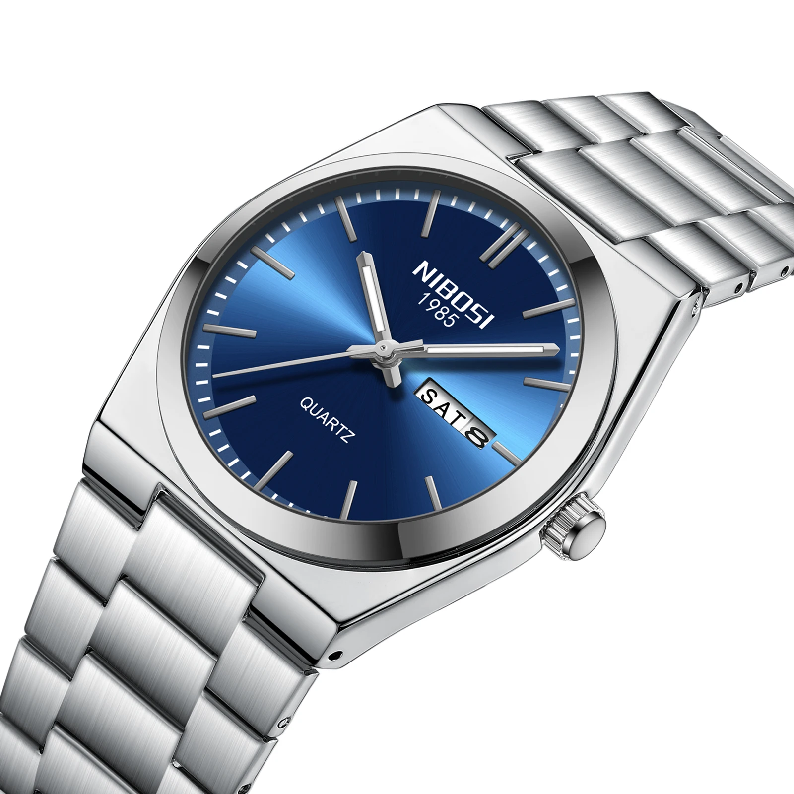 NIBOSI Luxury Watch For Man Waterproof Luminous Date Week Stainless Steel Men Watch Casual Quartz Men's Watches Male Clock+box