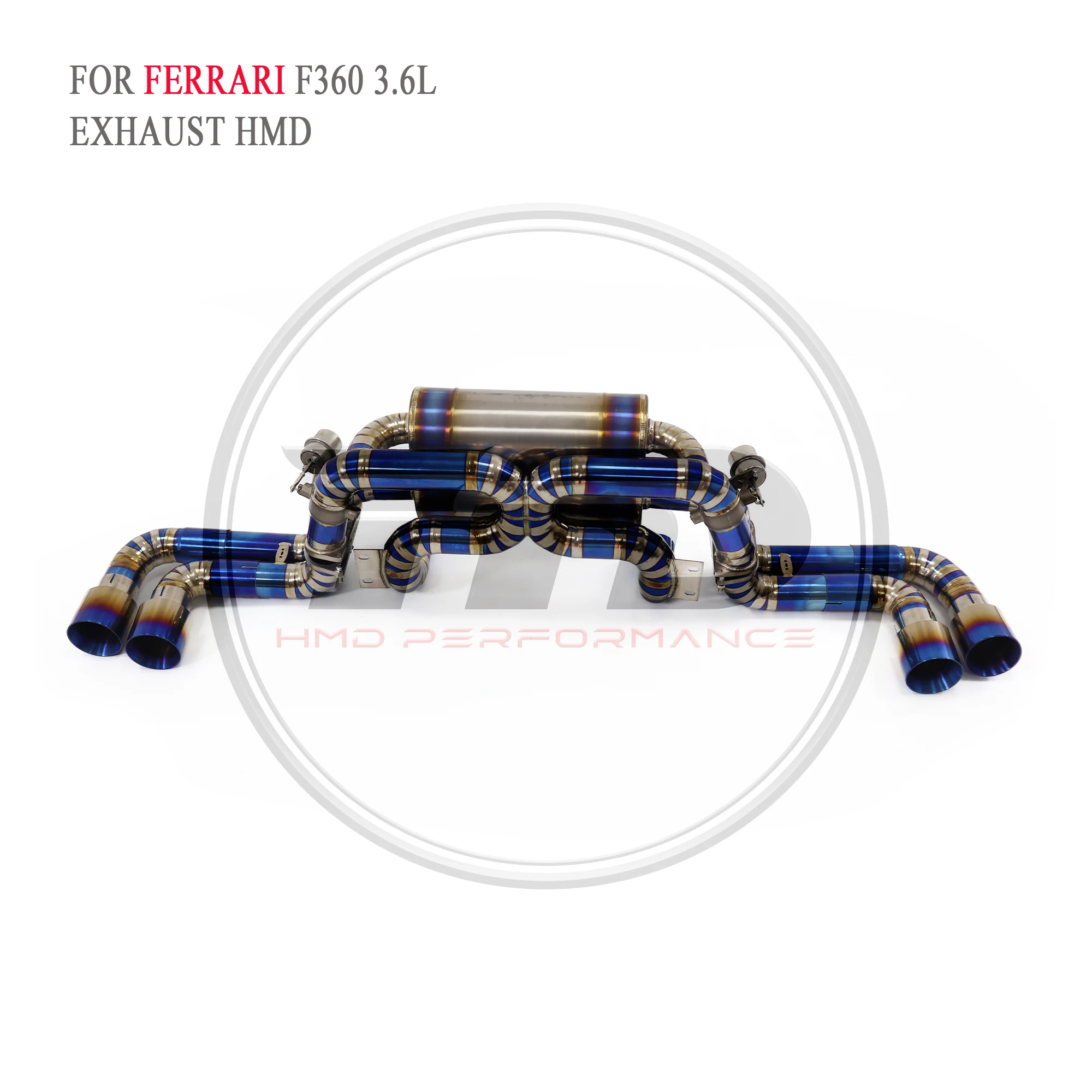 HMD Desempenho Escape para Ferrari F360, 3.6L Válvula, Catback Titanium Alloy Exhaust Dicas, X Pipe Design