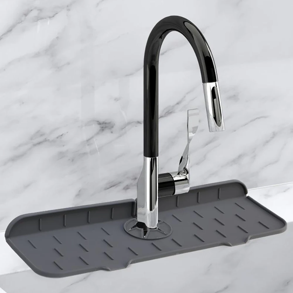 Silikon-Waschbecken-Wasserrohr-Spritzschutz, Wasserhahn-Matte, Küchentheken-Schutz, Abtropfunterlage, schnell trocknendes Tablett für Badezimmer oder Küche