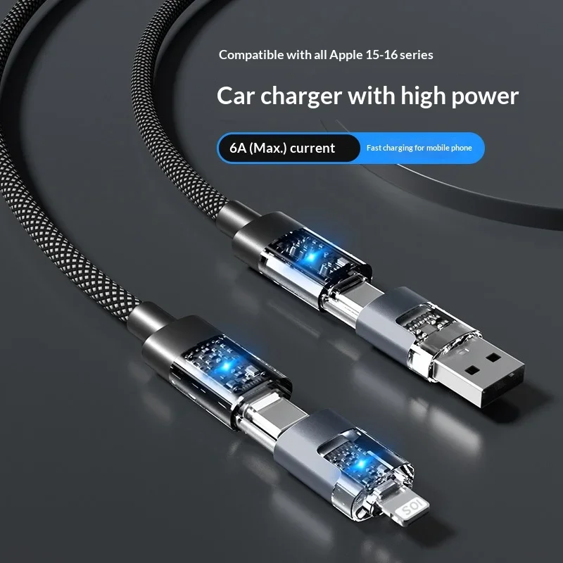 

NEW 2026 4-in-1 Fast Charging Cable Max 240W Multi-Function USB Charging For iPhone 17 16 Samsung Xiaomi HUAWEI PD Data Cable