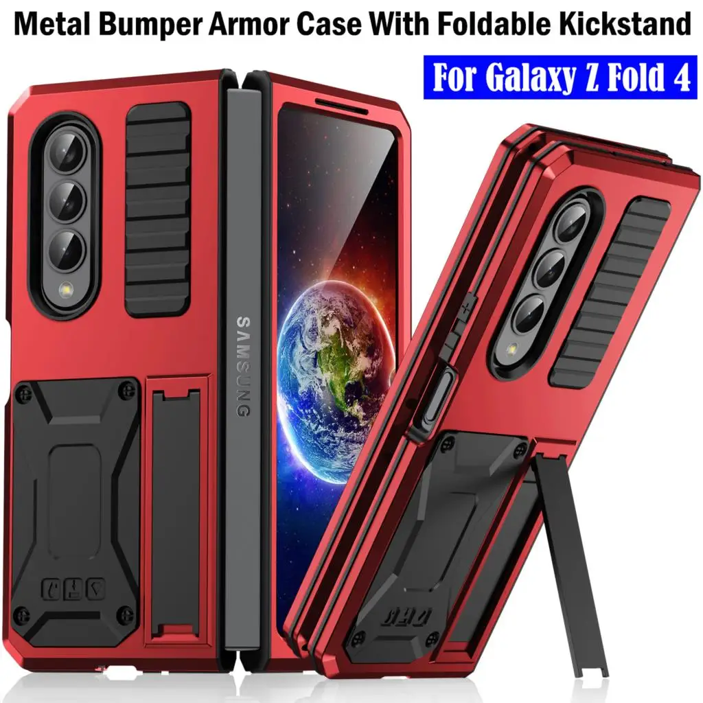 

New Heavy Duty Armor Capa for Samsung Galaxy Z Fold 4 Bumper Protect For Samsung Z Fold 4 Kickstand Holder CASE Cover