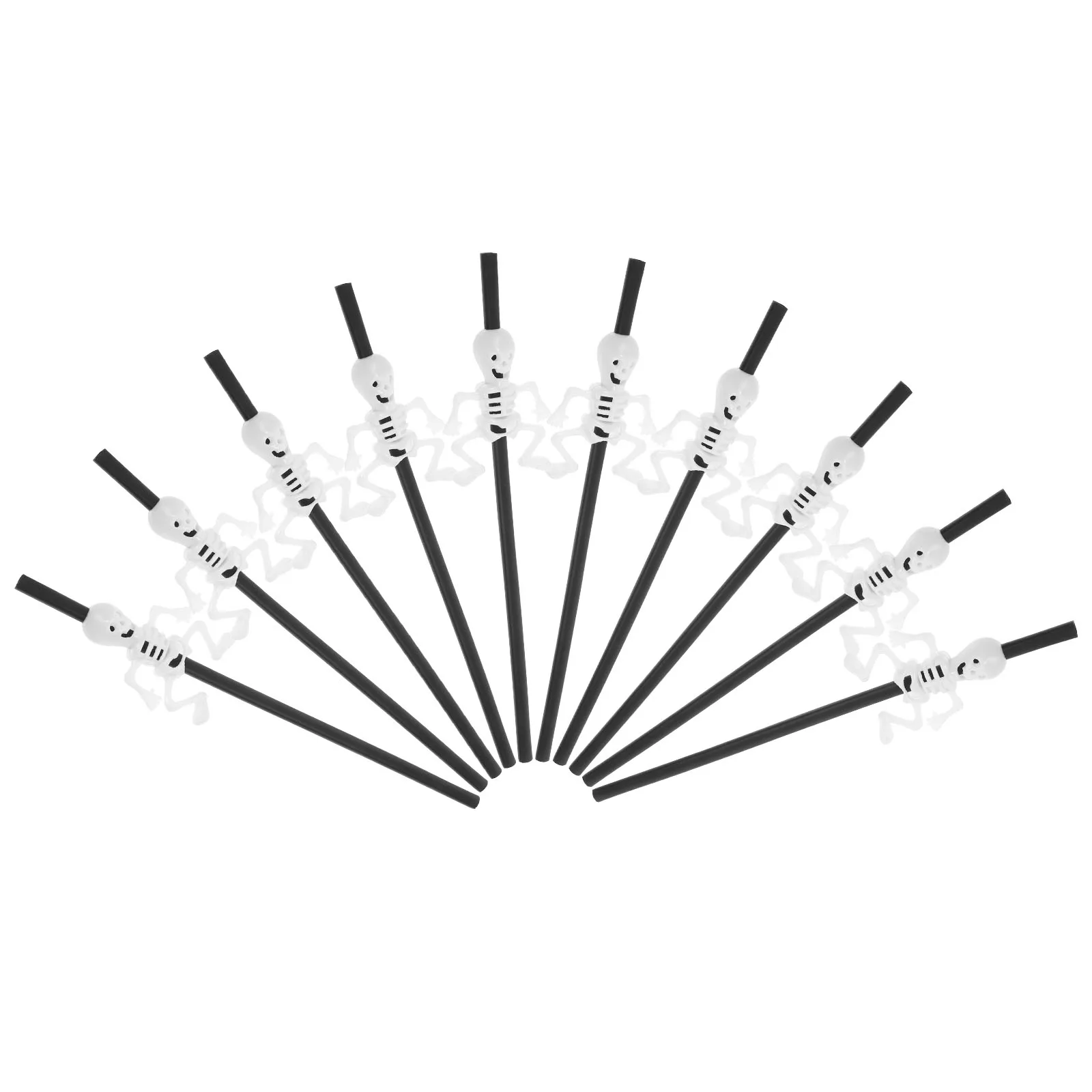 

Halloween Black Drinks Straw Strap Skeketon Straws Party Drinking Reusable