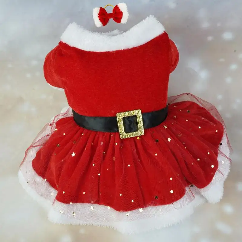 Christmas Pet Dress for Small Middle Dogs Kitten Skirt Puppy Fleece dress Xmas Clothes Pet Supplies Dog Costume