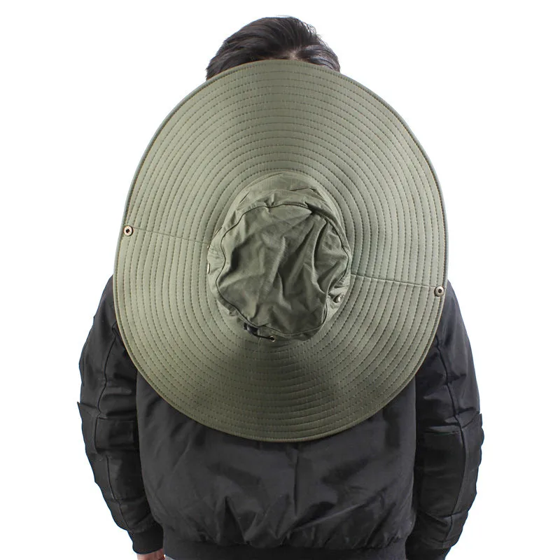 Sombrero De sol con visera De ala ancha grande De 16CM para hombre, gorra De pesca para acampar sólida a la moda, Sombreros De senderismo De malla transpirable Anti UV, sombrero De playa