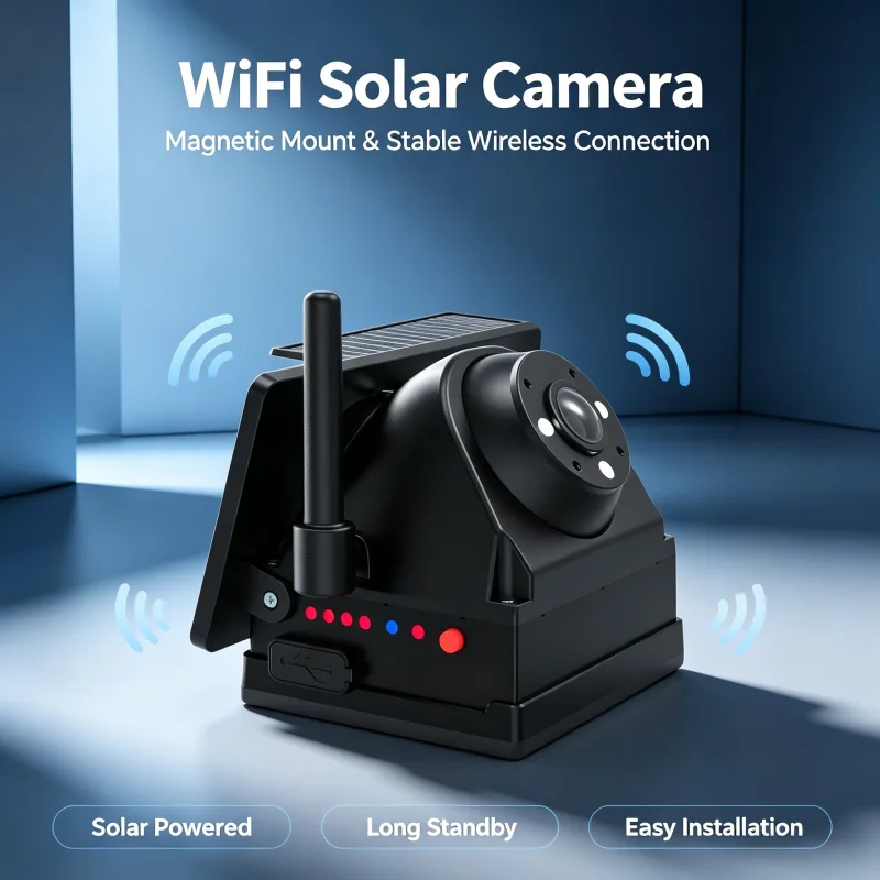 WiFi Solar Wireless Rear View Backup Camera IR Night Vision Waterproof Strong Magnet Base for RV Truck Car Lorry Camper Van mini