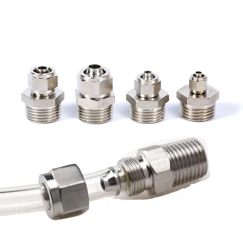 Pneumatic Connector Quick Screw Adapter Copper Nickel Plating PC6 8 10mm Fast Twist Joint Male Thread 1/8 1/4 Hose FIittings