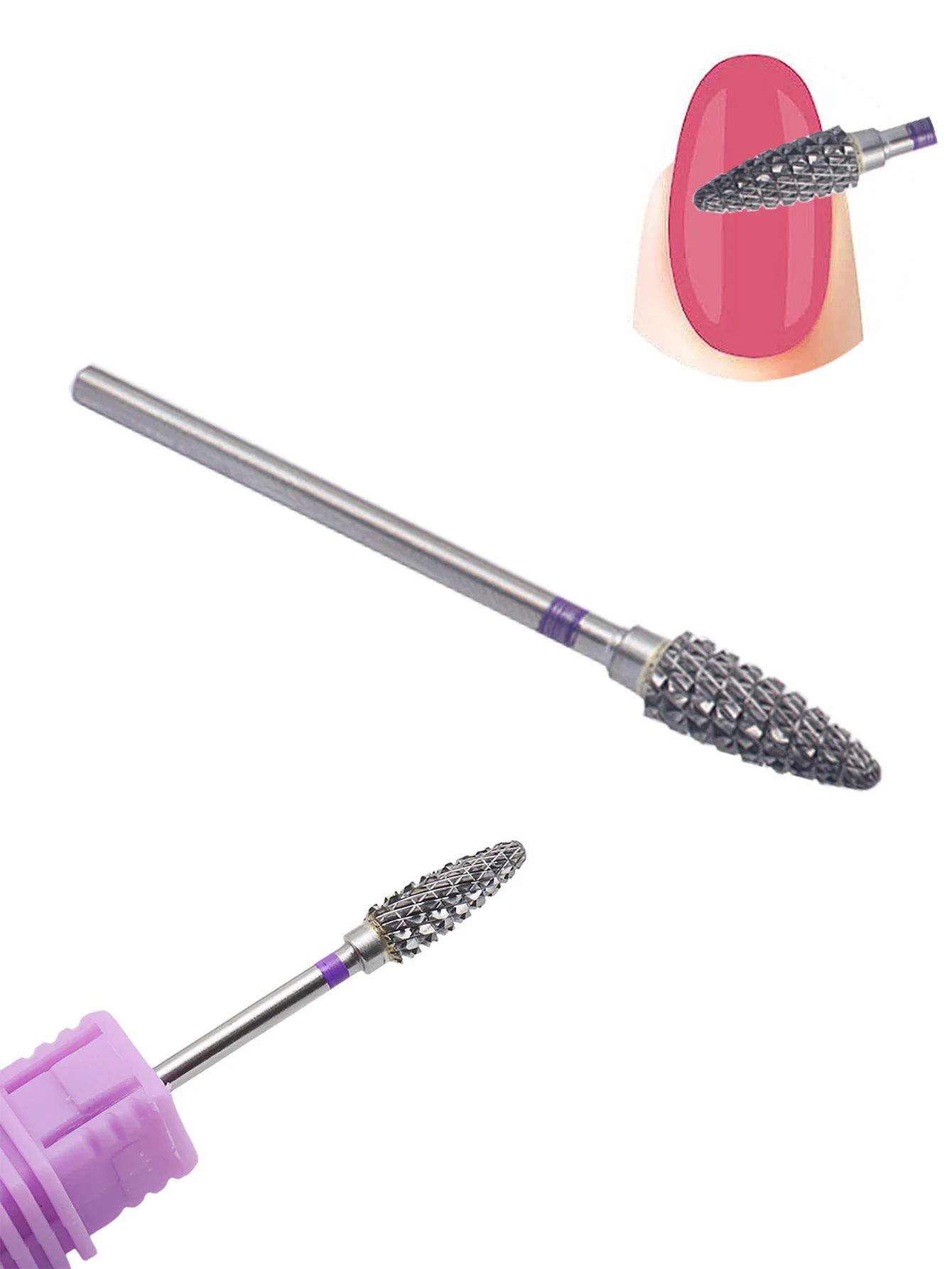 

New! 5mm Purple Carbide Nail Drill Bit 3/32" Milling Cutter For Manicure Rotary Burr Nail Bits Electric Drill Accessories Tool