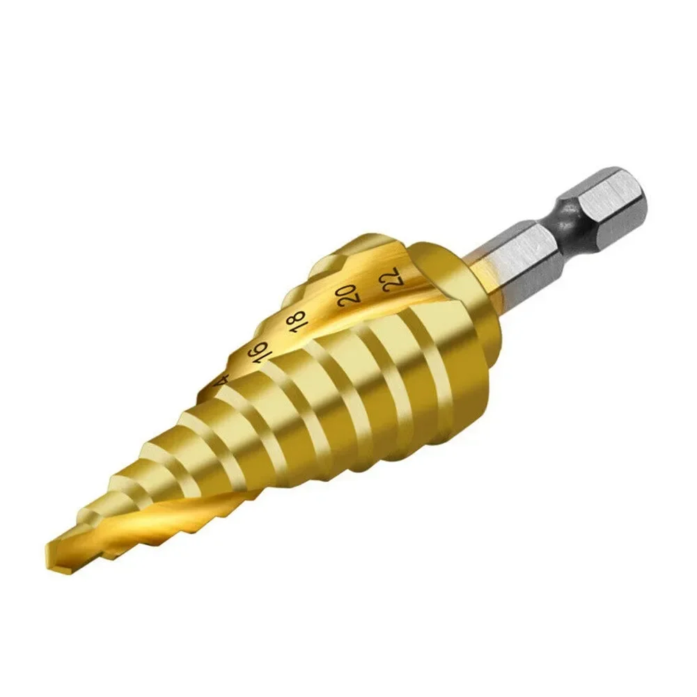 4-22mm HSS Spiral Groove Step Drill Bit Titanium Coated High Speed Steel Core Drill For Wood Metal Plastic Hole Cutter