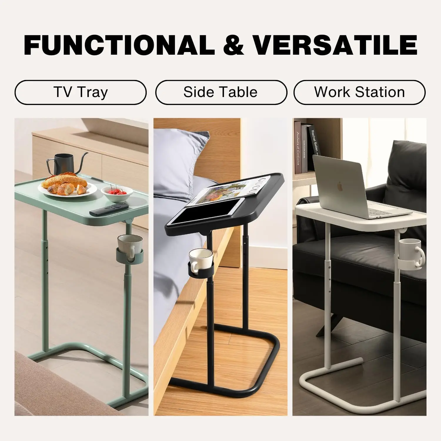 

Keepo All Metal Tv Tray Table, Side End Table, Adjustable Dinner Meal Tray, Folding Laptop Table With 3 Heights, 0 To 90