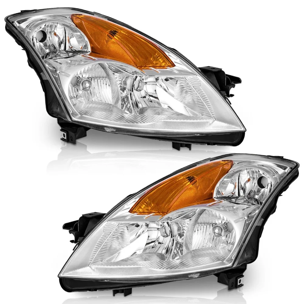

Pair Headlights For 2007-2009 Nissan Altima Sedan 4-Door Chrome Headlamp No Bulb