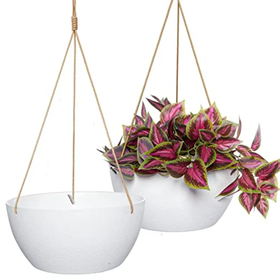 

13 Inch 2 Pack Large Hanging Planters for Indoor Outdoor Plants, Plastic Hanging Basket Pots for House Plants Flowers
