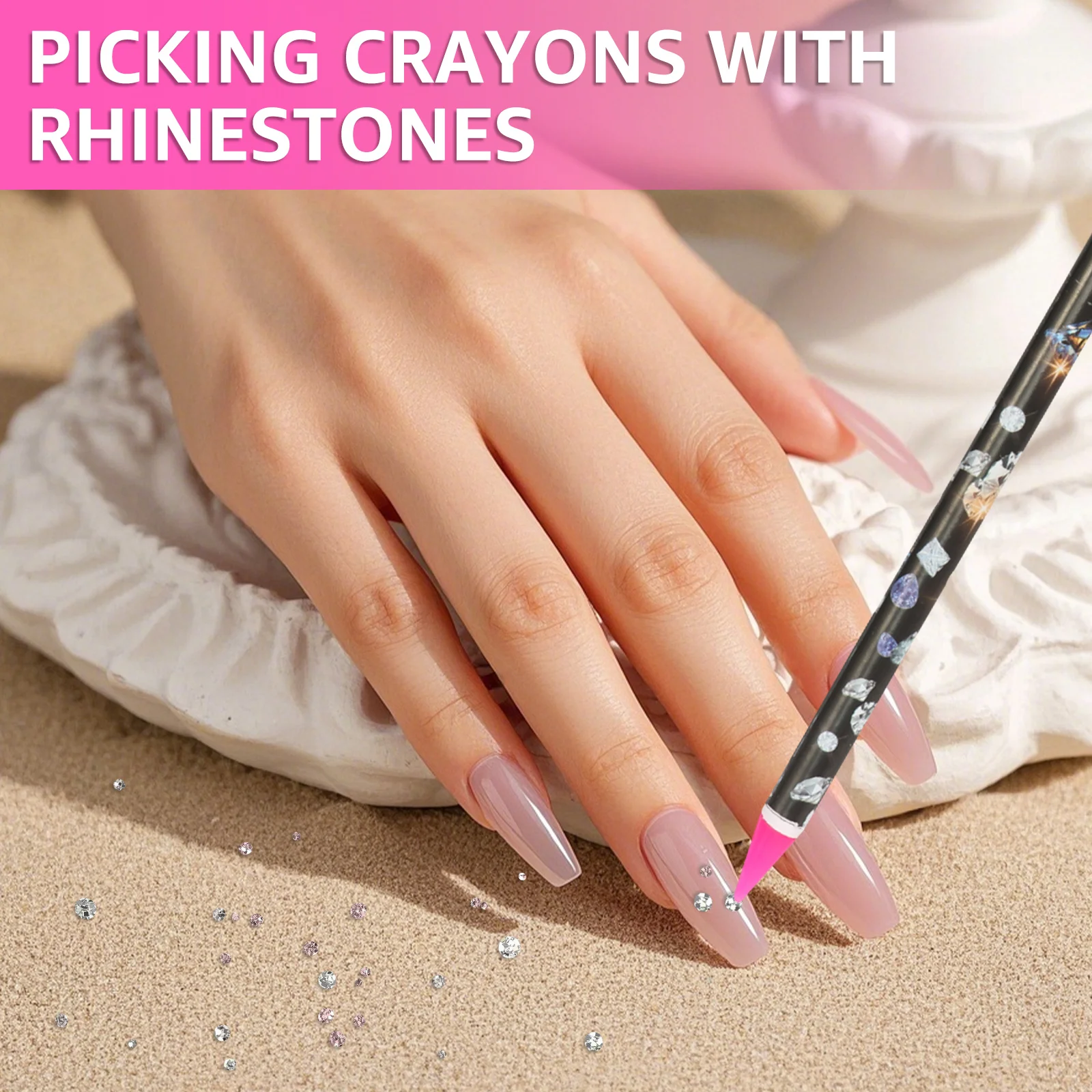 32Pcs Nail Art Dotting Pencil Rhinestone Picker Contactless Pick up Tool for Crystal Wax Pencil for Stones Nails Accessories