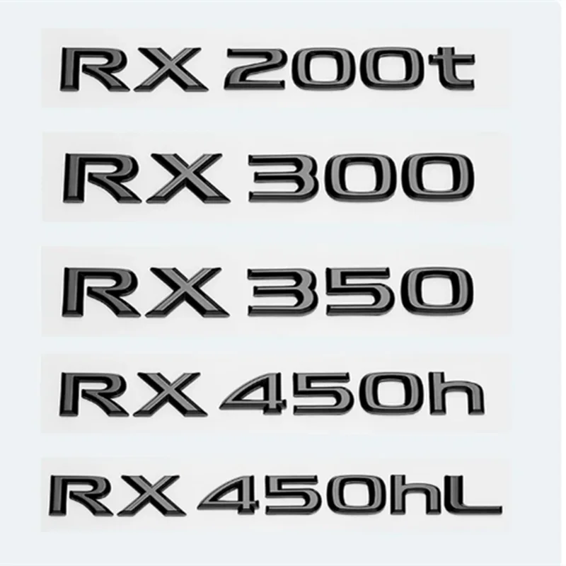 شعار الكروم ثلاثي الأبعاد لجذع السيارة لكزس ملصق الشعار الخلفي ، أسود لامع ABS ، RX200t ، RX270 ، RX300 ، RX350 ، RX450h ، RX450HS