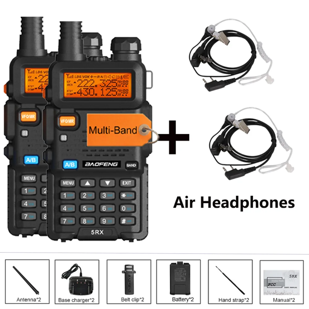 جديد! 5RX 2 قطعة اسلكية تخاطب الهواء الفرقة اللاسلكية نسخة تردد العصابات الكاملة طويلة المدى AM/FM UV-5R K5 هام اتجاهين راديو