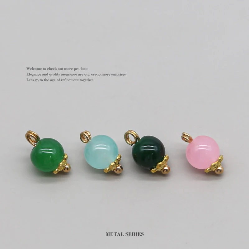 Chinese Style Natural Agate Chalcedony Bead Buttons With Metal Flower Holder 14x8.5mm 6Pcs Vintage Pendant Buttons For Qipao