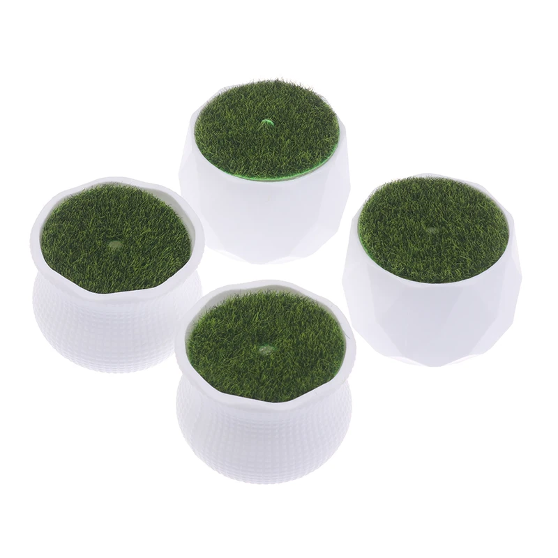 5Pcs Mini Flower Pot Round Planters With Artificial Lawn Vase Plastic Thick Plants Flower Pot Garden Restaurants Decoration