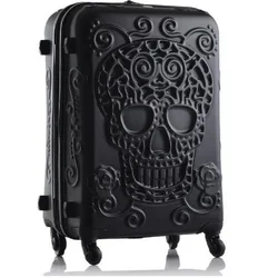 Equipaje giratorio con forma de calavera 3D, bolsa de viaje de alta capacidad, ruedas de maleta de 28 pulgadas, 20 pulgadas, color negro