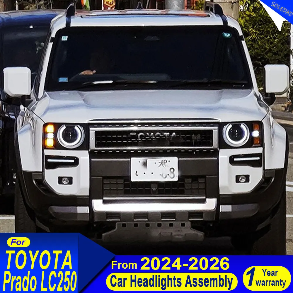 

Пара автомобильных светодиодных фар для Toyota Prado LC250 2024 2025 2026 Обновление фар DRL Янтарная сигнальная лампа Полностью светодиодная передняя фара